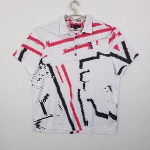 J By Jamie Sadock Polo Shirt Womens XL White Abstract Geometric Golf Top